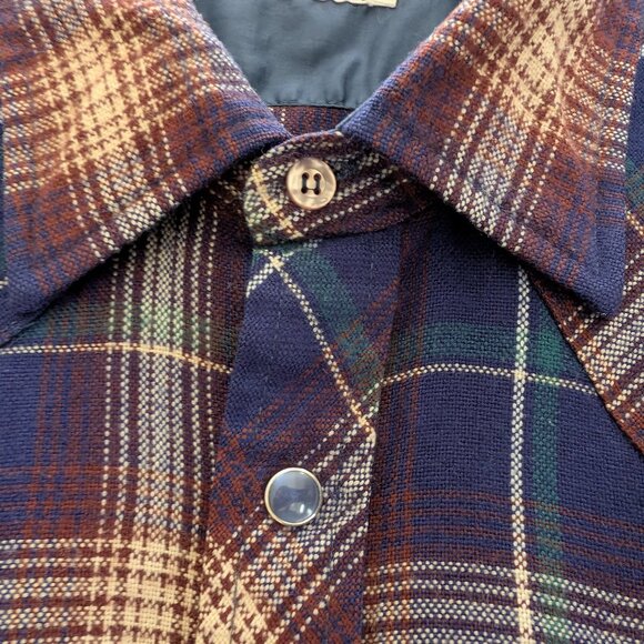 ROEBUCKS Men's XL Multicolor Plaid Flannel Pearl Snap Pocket Long Sleeve Western - Picture 8 of 15